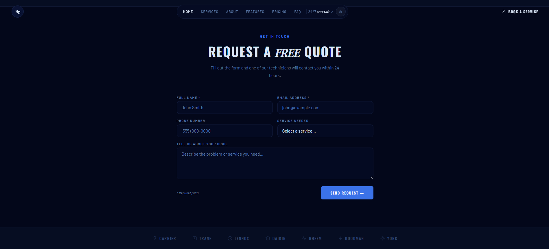 Free Quote Request Page